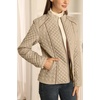 image:imageBellivera Womens FleeceLined Diamond Quilted Puffer Jacket Winter Coat  Stand Collar Casual Padded Outerwear with Soft Thermal Lining Zipper Front and Classic Stitched SurfaceBeige