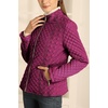image:imageBellivera Womens FleeceLined Diamond Quilted Puffer Jacket Winter Coat  Stand Collar Casual Padded Outerwear with Soft Thermal Lining Zipper Front and Classic Stitched SurfaceRed