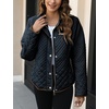 image:imageBellivera Womens FleeceLined Diamond Quilted Puffer Jacket Winter Coat  Stand Collar Casual Padded Outerwear with Soft Thermal Lining Zipper Front and Classic Stitched SurfaceBlackish Blue