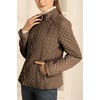 image:imageBellivera Womens FleeceLined Diamond Quilted Puffer Jacket Winter Coat  Stand Collar Casual Padded Outerwear with Soft Thermal Lining Zipper Front and Classic Stitched SurfaceBrown