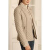 image:imageBellivera Womens FleeceLined Diamond Quilted Puffer Jacket Winter Coat  Stand Collar Casual Padded Outerwear with Soft Thermal Lining Zipper Front and Classic Stitched SurfaceBeige