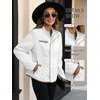 image:imageBellivera Womens FleeceLined Diamond Quilted Puffer Jacket Winter Coat  Stand Collar Casual Padded Outerwear with Soft Thermal Lining Zipper Front and Classic Stitched SurfaceWhite Diamond