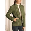 image:imageBellivera Womens FleeceLined Diamond Quilted Puffer Jacket Winter Coat  Stand Collar Casual Padded Outerwear with Soft Thermal Lining Zipper Front and Classic Stitched SurfaceGreen