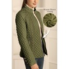 image:imageBellivera Womens FleeceLined Diamond Quilted Puffer Jacket Winter Coat  Stand Collar Casual Padded Outerwear with Soft Thermal Lining Zipper Front and Classic Stitched SurfaceGreen