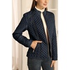 image:imageBellivera Womens FleeceLined Diamond Quilted Puffer Jacket Winter Coat  Stand Collar Casual Padded Outerwear with Soft Thermal Lining Zipper Front and Classic Stitched SurfaceNavy Blue