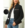 image:imageBellivera Womens FleeceLined Diamond Quilted Puffer Jacket Winter Coat  Stand Collar Casual Padded Outerwear with Soft Thermal Lining Zipper Front and Classic Stitched SurfaceBlack Diamond