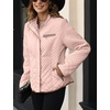 image:imageBellivera Womens FleeceLined Diamond Quilted Puffer Jacket Winter Coat  Stand Collar Casual Padded Outerwear with Soft Thermal Lining Zipper Front and Classic Stitched SurfacePink Diamond