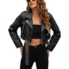 image:imageBellivera Womens Cropped Faux Leather Jacket Bomber PU Moto Coat  Lightweight Lined Zip Up Aviator Bike Outwear Cute Short Spring Fall Edgy Vintage Outfit for Casual Rock ConcertBlack Crop