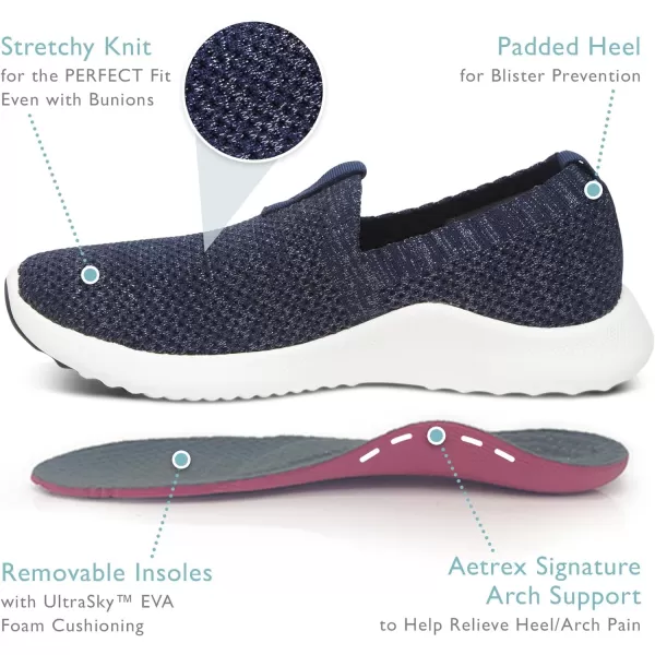Aetrex Angie Arch Support Sneakers for Women - Lightweight Plantar Fasciitis Slip On Womens Sneakers