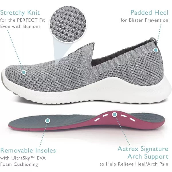 Aetrex Angie Arch Support Sneakers for Women - Lightweight Plantar Fasciitis Slip On Womens Sneakers