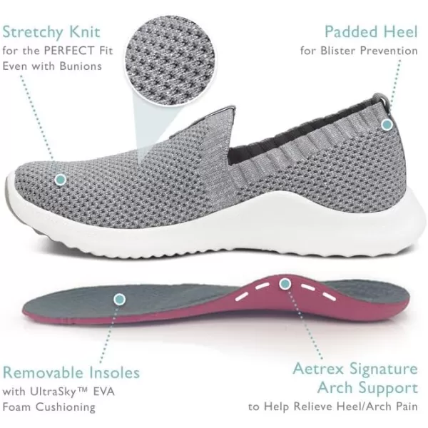Aetrex Angie Arch Support Sneakers for Women - Lightweight Plantar Fasciitis Slip On Womens Sneakers