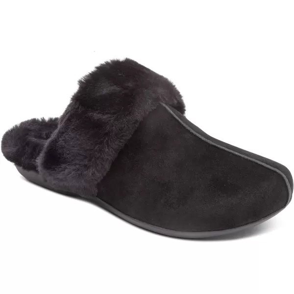 Aetrex Arianna Arch Support Women's Fuzzy Slippers - Closed Toe Adjustable Memory Foam House Slippers