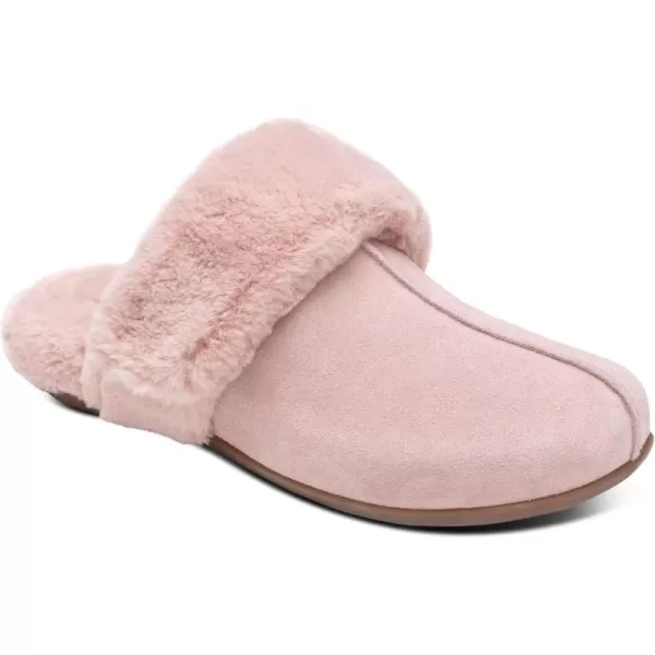 Aetrex Arianna Arch Support Women's Fuzzy Slippers - Closed Toe Adjustable Memory Foam House Slippers