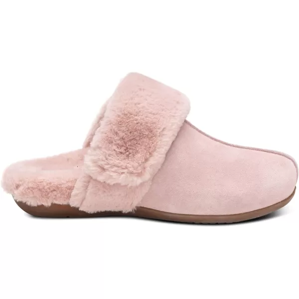 Aetrex Arianna Arch Support Women's Fuzzy Slippers - Closed Toe Adjustable Memory Foam House Slippers