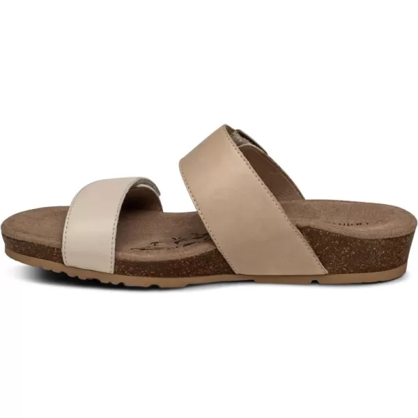 Aetrex Daisy Adjustable Slides for Women - Orthotic Open Toe Leather Arch Support Womens Slides Sandals