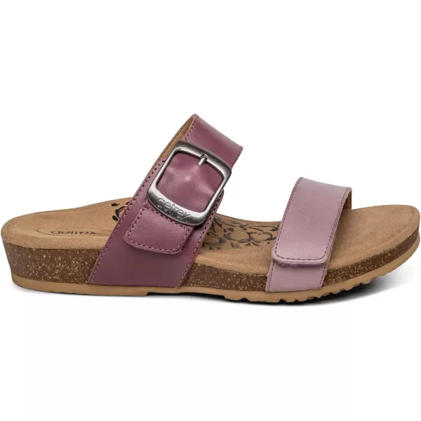 Aetrex Daisy Adjustable Slides for Women - Orthotic Open Toe Leather Arch Support Womens Slides Sandals