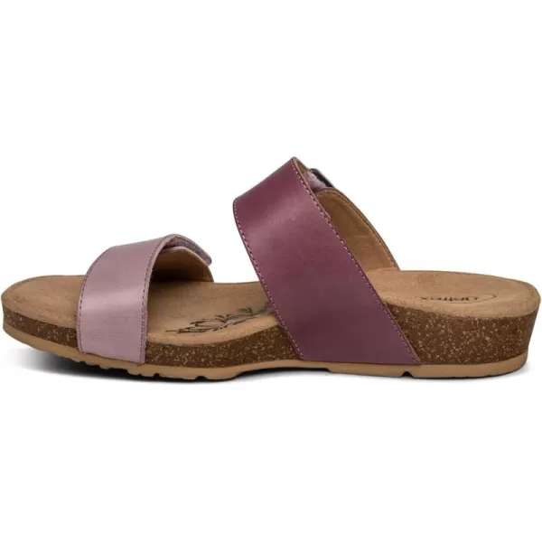 Aetrex Daisy Adjustable Slides for Women - Orthotic Open Toe Leather Arch Support Womens Slides Sandals