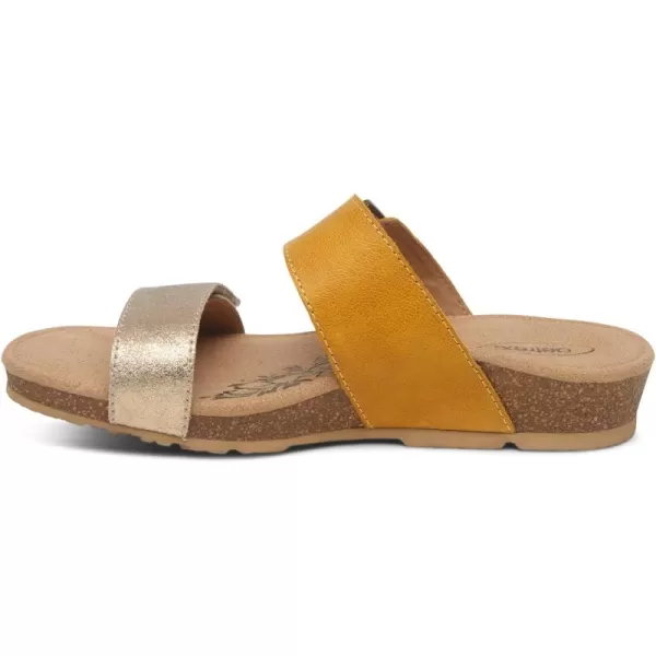 Aetrex Daisy Adjustable Slides for Women - Orthotic Open Toe Leather Arch Support Womens Slides Sandals