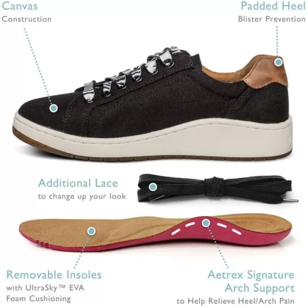 Aetrex Renee Arch Support Sneakers for Women - Plantar Fasciitis Lace Up Stylish Comfy Womens Sneakers