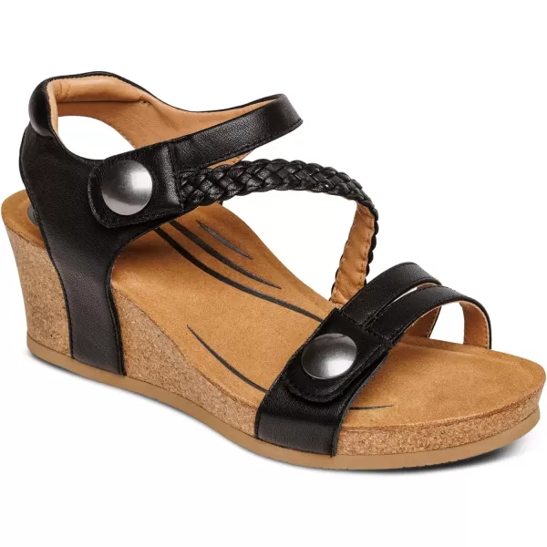 Aetrex Women's Avril Quarter Strap Wedge: The Adjustable Wedge with Enhanced Arch Support: Pair It With Any Outfit | Extreme Comfort and Style | Walk in Fashion, Pain Free