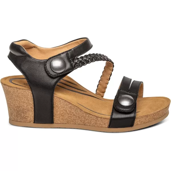Aetrex Women's Avril Quarter Strap Wedge: The Adjustable Wedge with Enhanced Arch Support: Pair It With Any Outfit | Extreme Comfort and Style | Walk in Fashion, Pain Free