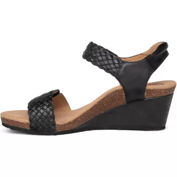 Aetrex Women's Grace Adjustable Woven Wedge- Ideal for Everyday Wear- Features Built In Arch Support, Adjustable Straps and A Memory Foam Footbed