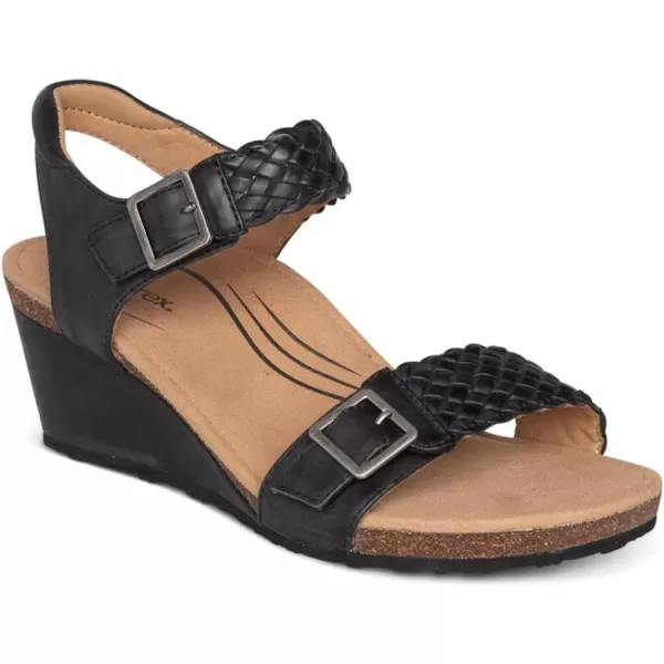 Aetrex Women's Grace Adjustable Woven Wedge- Ideal for Everyday Wear- Features Built In Arch Support, Adjustable Straps and A Memory Foam Footbed