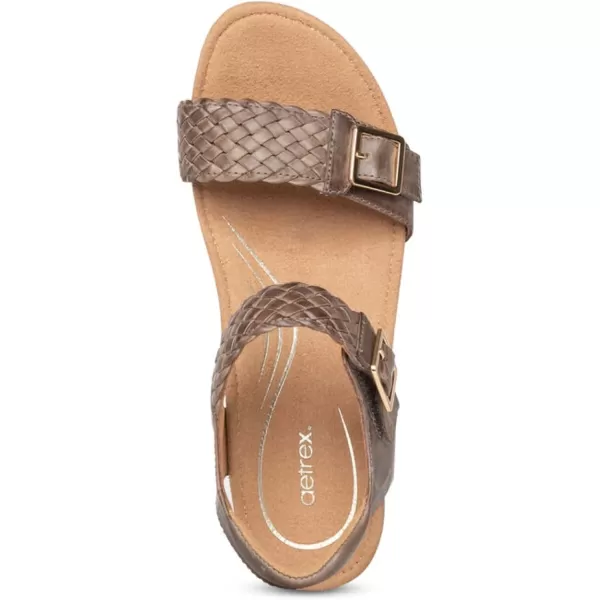Aetrex Women's Grace Adjustable Woven Wedge- Ideal for Everyday Wear- Features Built In Arch Support, Adjustable Straps and A Memory Foam Footbed