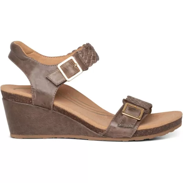Aetrex Women's Grace Adjustable Woven Wedge- Ideal for Everyday Wear- Features Built In Arch Support, Adjustable Straps and A Memory Foam Footbed