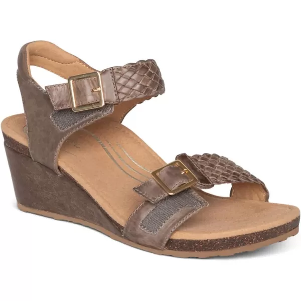 Aetrex Women's Grace Adjustable Woven Wedge- Ideal for Everyday Wear- Features Built In Arch Support, Adjustable Straps and A Memory Foam Footbed