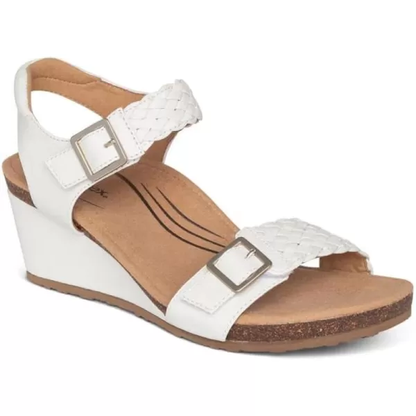 Aetrex Women's Grace Adjustable Woven Wedge- Ideal for Everyday Wear- Features Built In Arch Support, Adjustable Straps and A Memory Foam Footbed