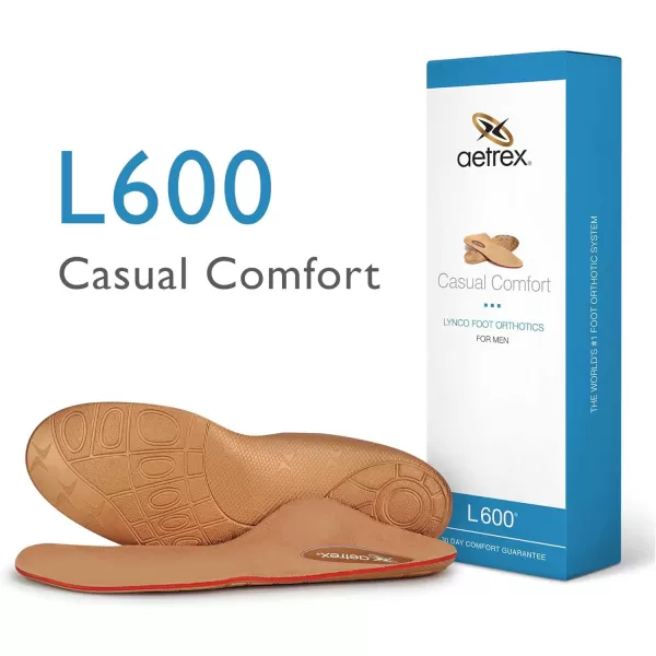 Step Comfortably with Aetrex Men's L600 Insoles - Casual Orthotics for All-Day Comfort