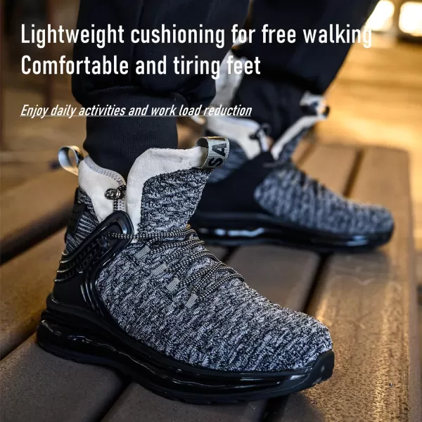 SYLPHID Men Steel Toe Sneakers Women Safety Shoes High top Work Shoe with Air Cushion Lightweight Breathable Puncture Proof