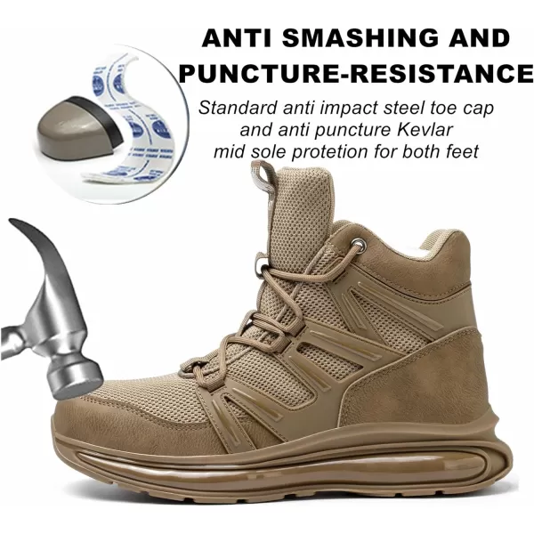 SYLPHID Men Steel Toe Sneakers Women Safety Shoes High top Work Shoe with Air Cushion Lightweight Breathable Puncture Proof