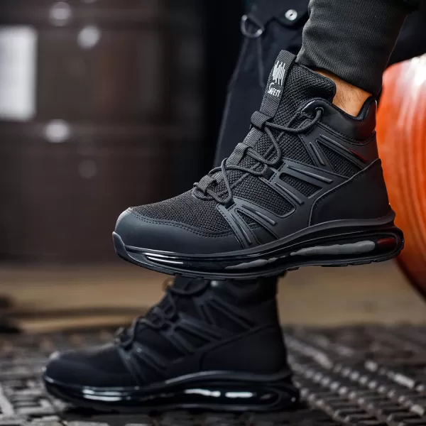 SYLPHID Men Steel Toe Sneakers Women Safety Shoes High top Work Shoe with Air Cushion Lightweight Breathable Puncture Proof