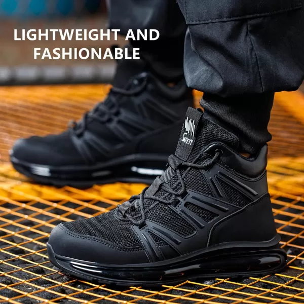 SYLPHID Men Steel Toe Sneakers Women Safety Shoes High top Work Shoe with Air Cushion Lightweight Breathable Puncture Proof