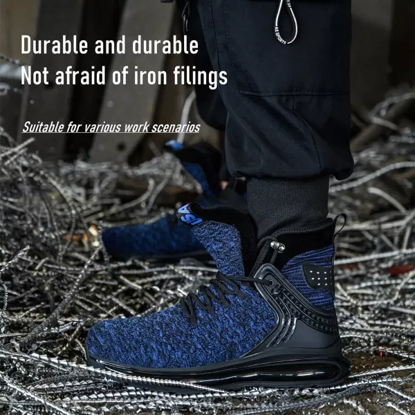 SYLPHID Men Steel Toe Sneakers Women Safety Shoes High top Work Shoe with Air Cushion Lightweight Breathable Puncture Proof