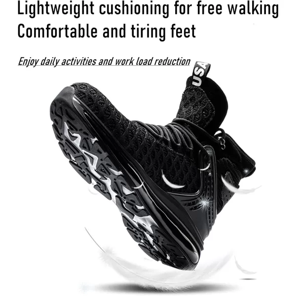 SYLPHID Men Steel Toe Sneakers Women Safety Shoes High top Work Shoe with Air Cushion Lightweight Breathable Puncture Proof