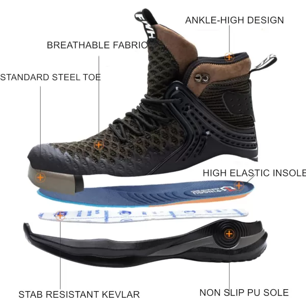 SYLPHID Steel Toe Boots for Men Safety Shoes for Women Work Sneakers Slip Resistant