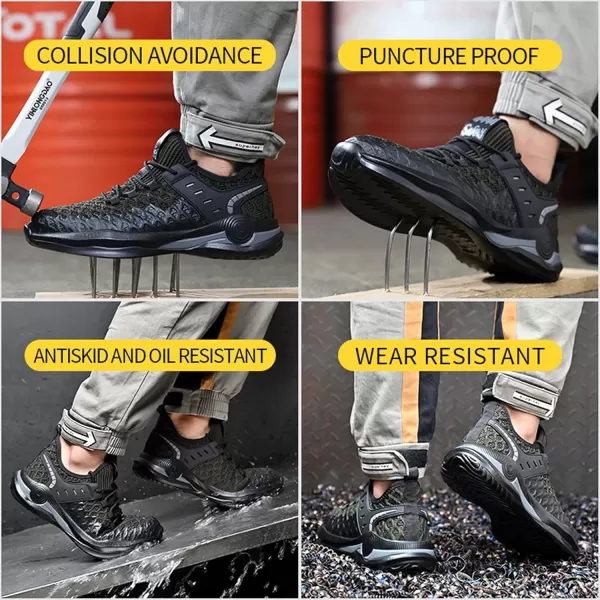SYLPHID Steel Toe Boots for Men Safety Shoes for Women Work Sneakers Slip Resistant