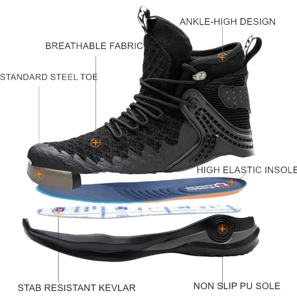 SYLPHID Steel Toe Boots for Men Safety Shoes for Women Work Sneakers Slip Resistant