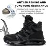 imageSYLPHID Men Steel Toe Sneakers Women Safety Shoes High top Work Shoe with Air Cushion Lightweight Breathable Puncture Proof318black