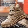 imageSYLPHID Men Steel Toe Sneakers Women Safety Shoes High top Work Shoe with Air Cushion Lightweight Breathable Puncture Proof318khaki