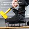 imageSYLPHID Men Steel Toe Sneakers Women Safety Shoes High top Work Shoe with Air Cushion Lightweight Breathable Puncture ProofBlack