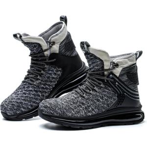 imageSYLPHID Men Steel Toe Sneakers Women Safety Shoes High top Work Shoe with Air Cushion Lightweight Breathable Puncture ProofGrey