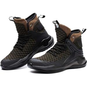 imageSYLPHID Steel Toe Boots for Men Safety Shoes for Women Work Sneakers Slip ResistantAl66green
