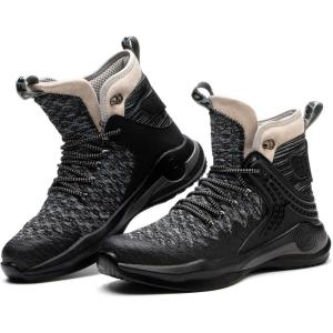 imageSYLPHID Steel Toe Boots for Men Safety Shoes for Women Work Sneakers Slip ResistantAl66grey