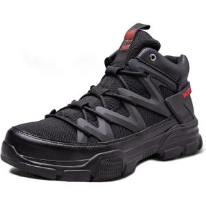 imageSYLPHID Steel Toe Boots for Men Safety Shoes for Women Work Sneakers Slip ResistantAl75black