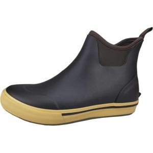 imageSYLPHID Ankle Deck Boots for Men Waterproof Rain Shoes Neoprene Rubber Footwear for Gardening Fishing Hunting and CampingBrown