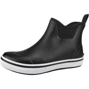 imageSYLPHID Ankle Deck Boots for Men Waterproof Rain Shoes Neoprene Rubber Footwear for Gardening Fishing Hunting and CampingWhite